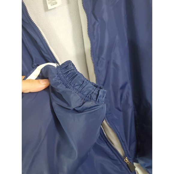 Vtg Adidas Three Stripe Blue Fleece Lined Full Zip Nylon Windbreaker, Size L - Picture 6 of 12